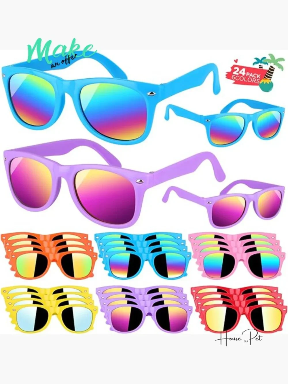 24 Pack Kids Sunglasses Bulk UV400 Protection Party Favors Age 3-8